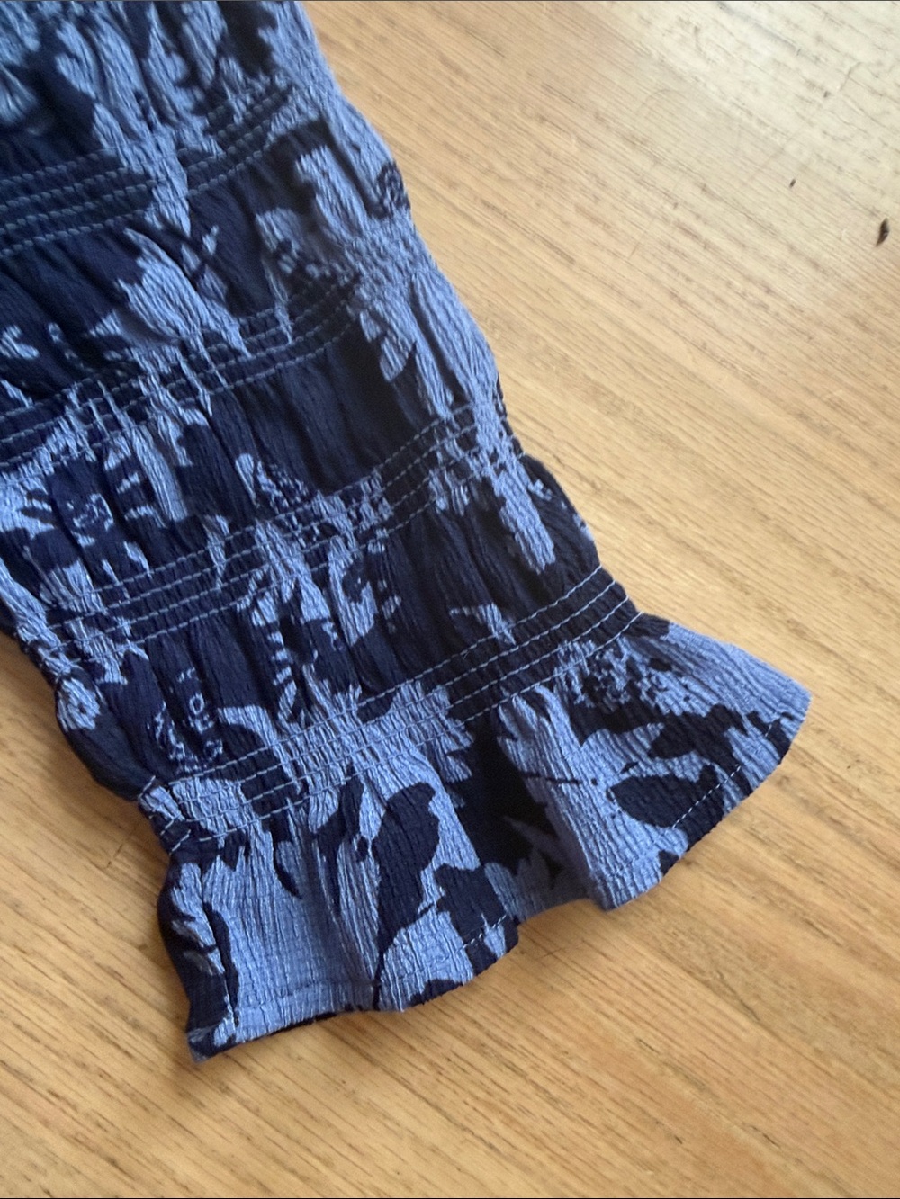 Maeve Navy and Periwinkle Blue Crinkle Button-Down Shirt - Picture 3 of 5